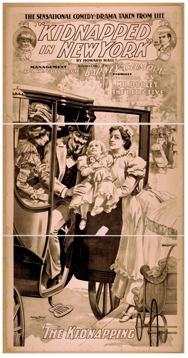 Plakat für den Film 'Entführt in New York' zeigt eine Gruppe besorgter Menschen in einem Fahrzeug mit dem Titel über dem Bild und ged├Ąmpften Farben.