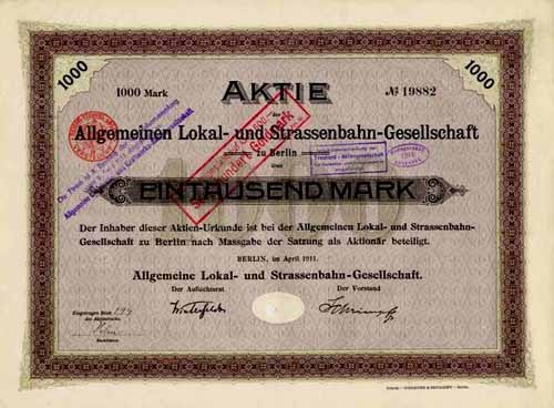 Alter deutscher Regierungsaktienchein mit gedrucktem Text und numerischen Details.