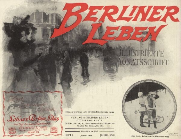 Altes Buch mit dem Titel 'Berliner Leben' und einem Foto von Menschen in traditioneller deutscher Tracht auf dem Cover.