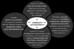 Ein Diagramm mit der Überschrift "Gemeinschaftliche Rechenschaft" und drei sich überschneidenden Kreisen, die durch Pfeile verbunden sind.