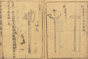 Offenes Buch mit chinesischer Schrift und detaillierten Illustrationen, das als erstes historisches Dokument der chinesischen Medizin gilt.