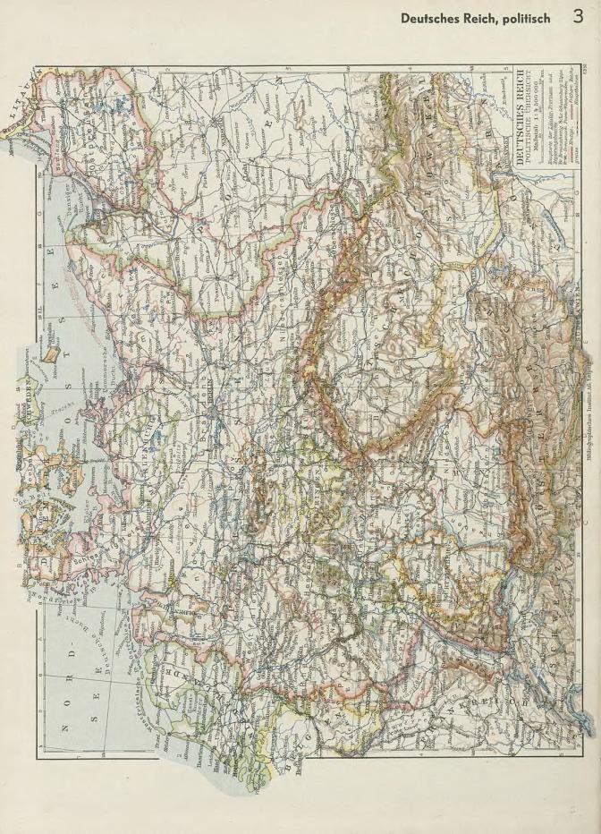 Alte 19. Jahrhundert-Karte von Deutschland, die politische Teilungen zeigt, auf altem Papier mit Text oben und unten gedruckt.